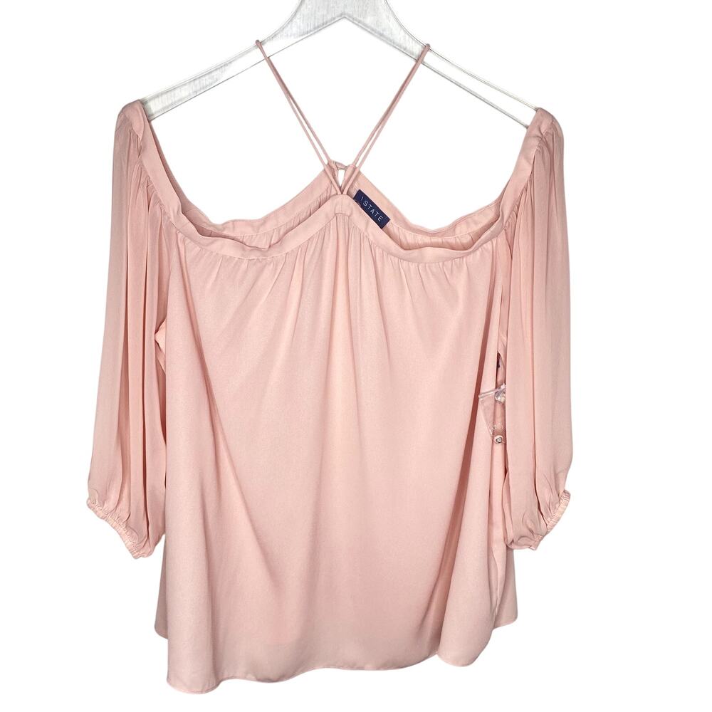 Powder Pink Taffeta Off Shoulder Fairy core Boho Resort Blouse Size XL